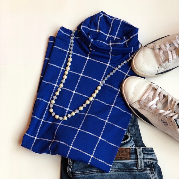 Blue Turtle Neck Top - Picture 1 of 4